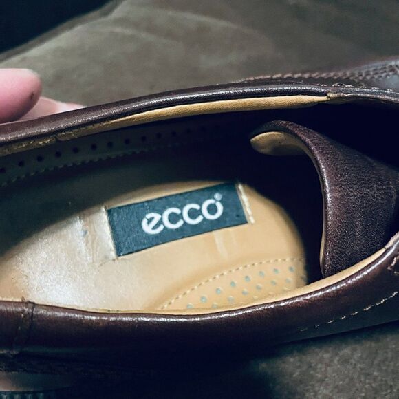 BROWN 45 ECCO Lace Up Leather dress shoes with comfort soles SIZE 11/11.5 US - Picture 5 of 7